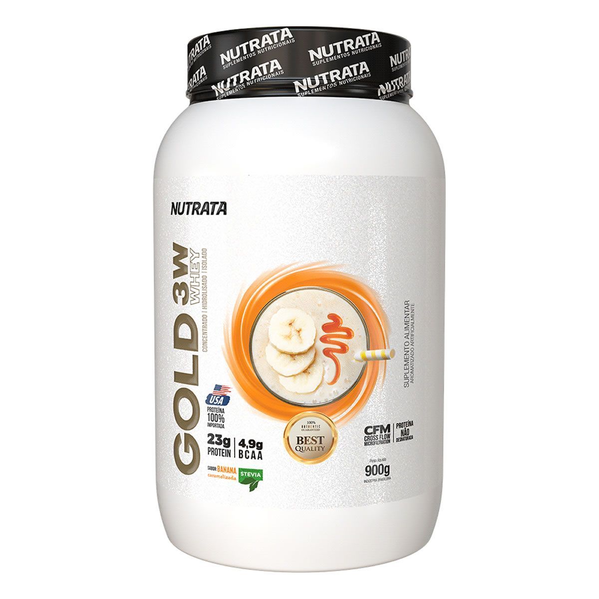Gold Whey 3W - 900g Banana Caramelizada - Nutrata