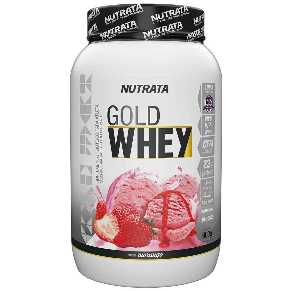Gold Whey - 900g Morango - Nutrata*** Data Venc. 30/11/2020