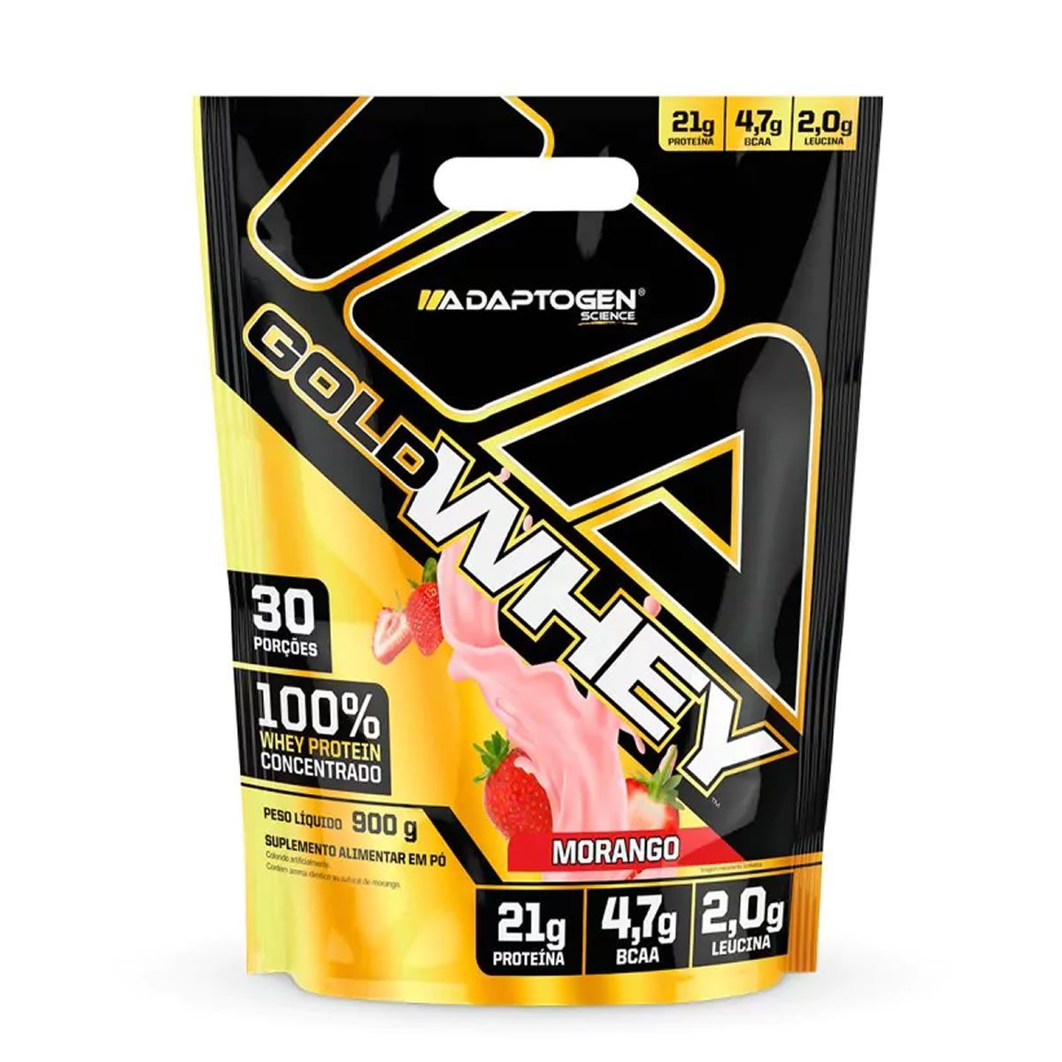Gold Whey - 900g Refil Morango - Adaptogen