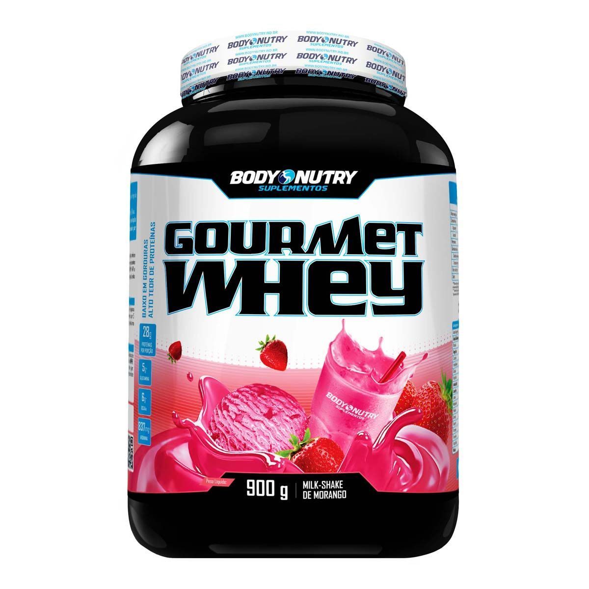Gourmet Whey - 900g Milk Shake de Morango - Body Nutry