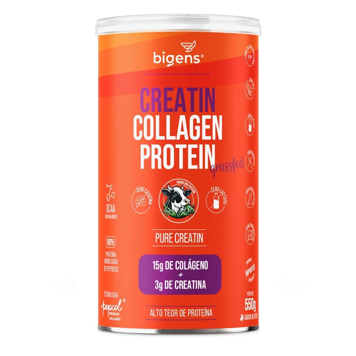 Grass Fed Creatin Collagen Protein - 550g Neutro - Bigens