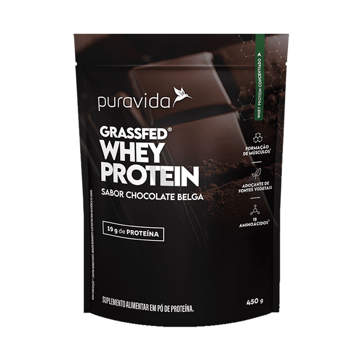 Whey Grassfed Nova Composi��o - 450g Chocolate - Puravida
