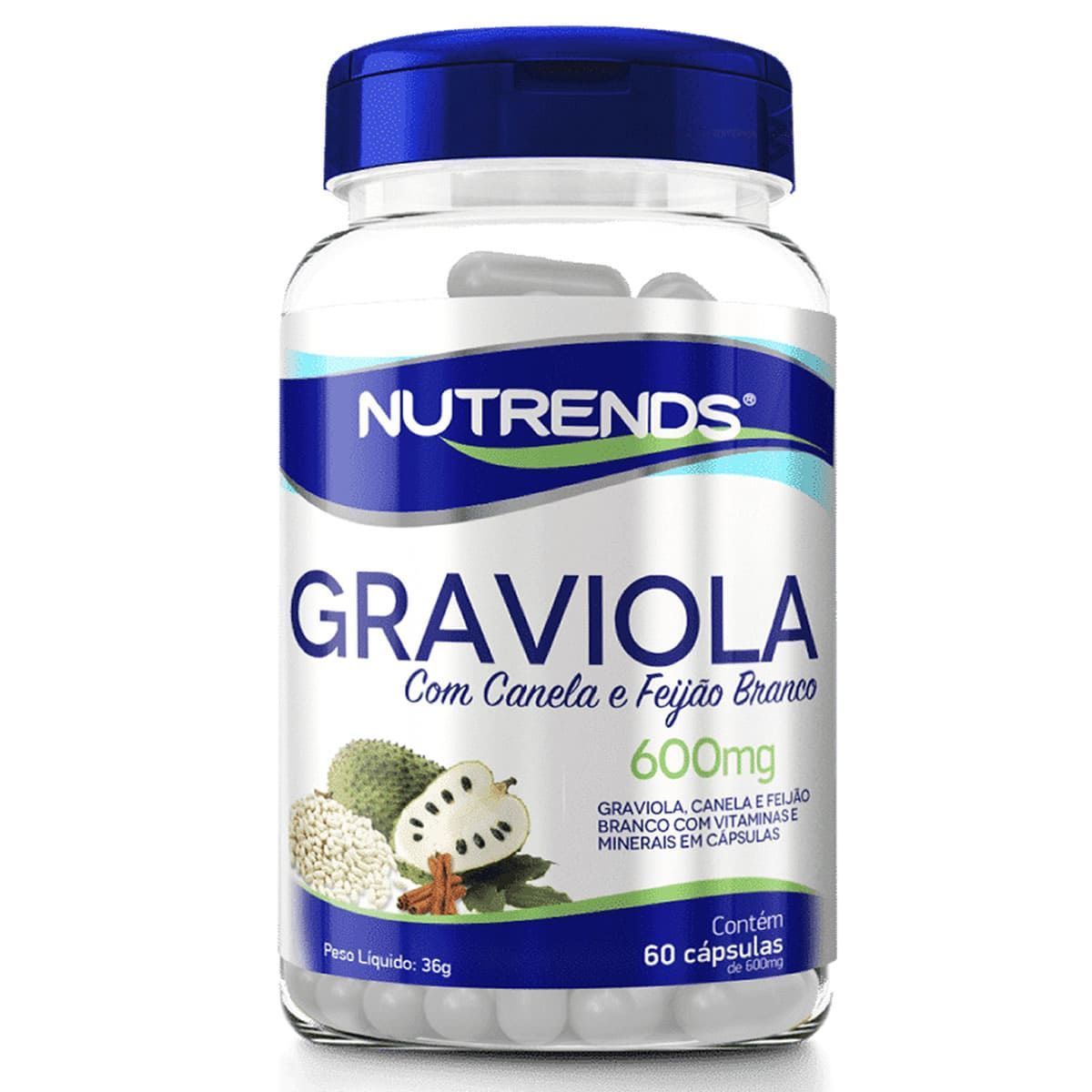 Graviola com Canela e Feij�o Branco - 60 C�psulas - Nutrends*** Data Venc. 30/3/2023