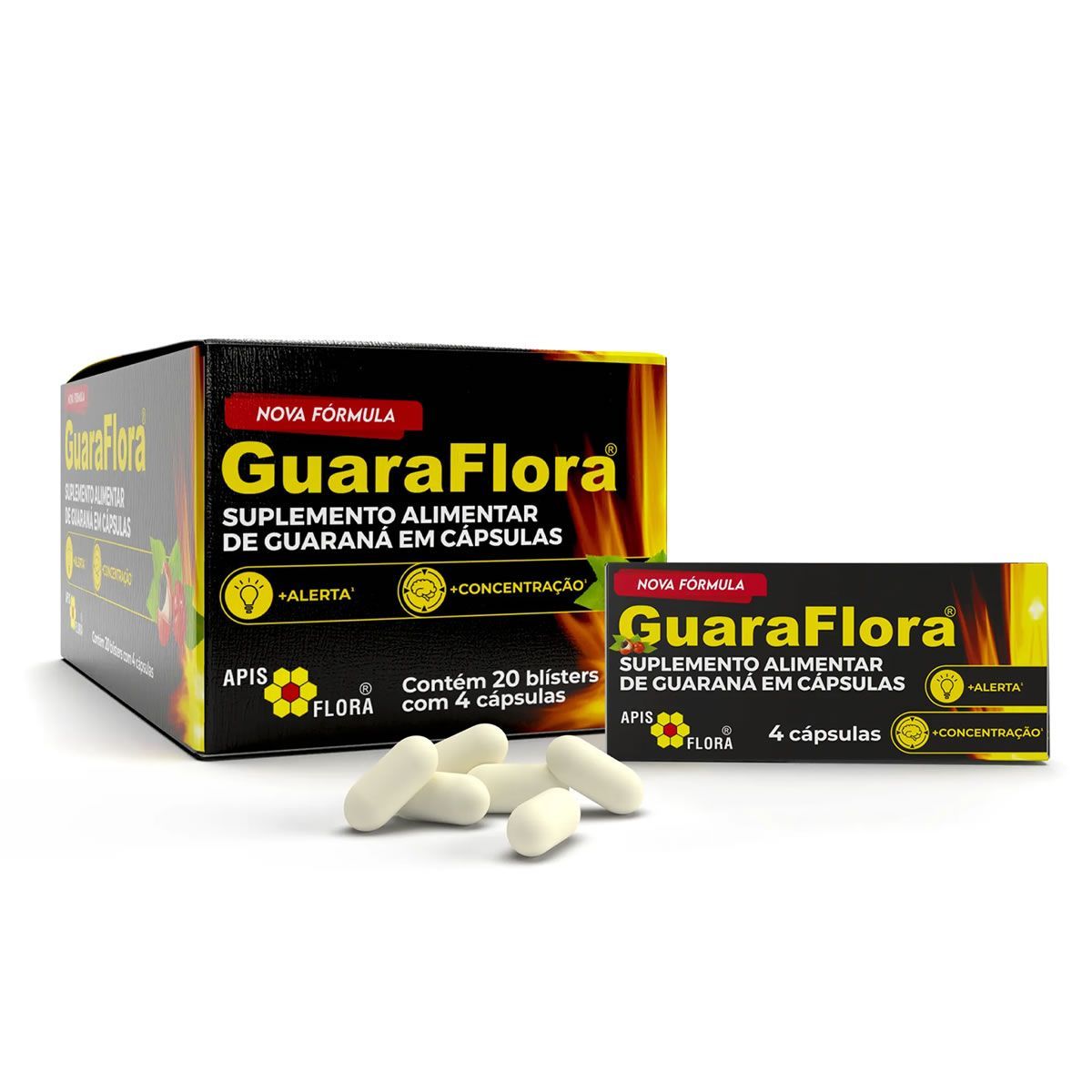 Guaraflora Guaran� em C�psulas - 20 Bl�sters com 4 C�psulas - Apis Flora