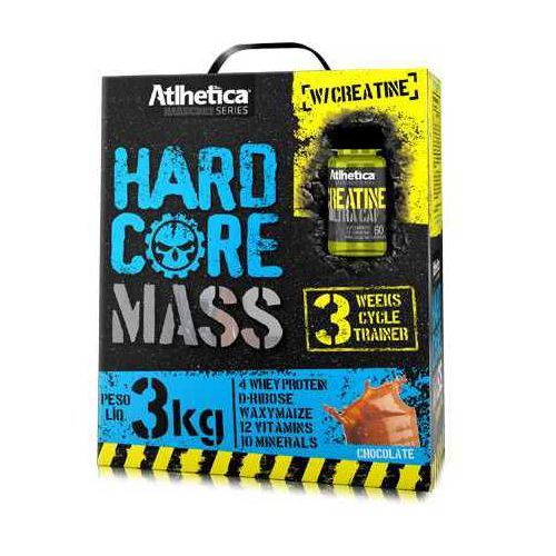 Hardcore Mass com Creatina Hardcore Series - 3000g + 60 c�psulas Chocolate - Atlhetica
