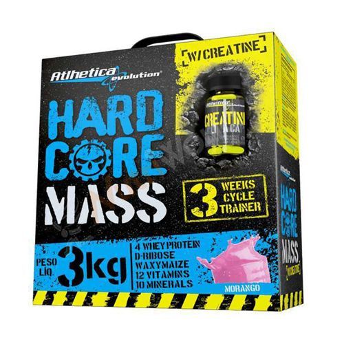Hardcore Mass com Creatina Hardcore Series - 3000g + 60 c�psulas Morango - Atlhetica