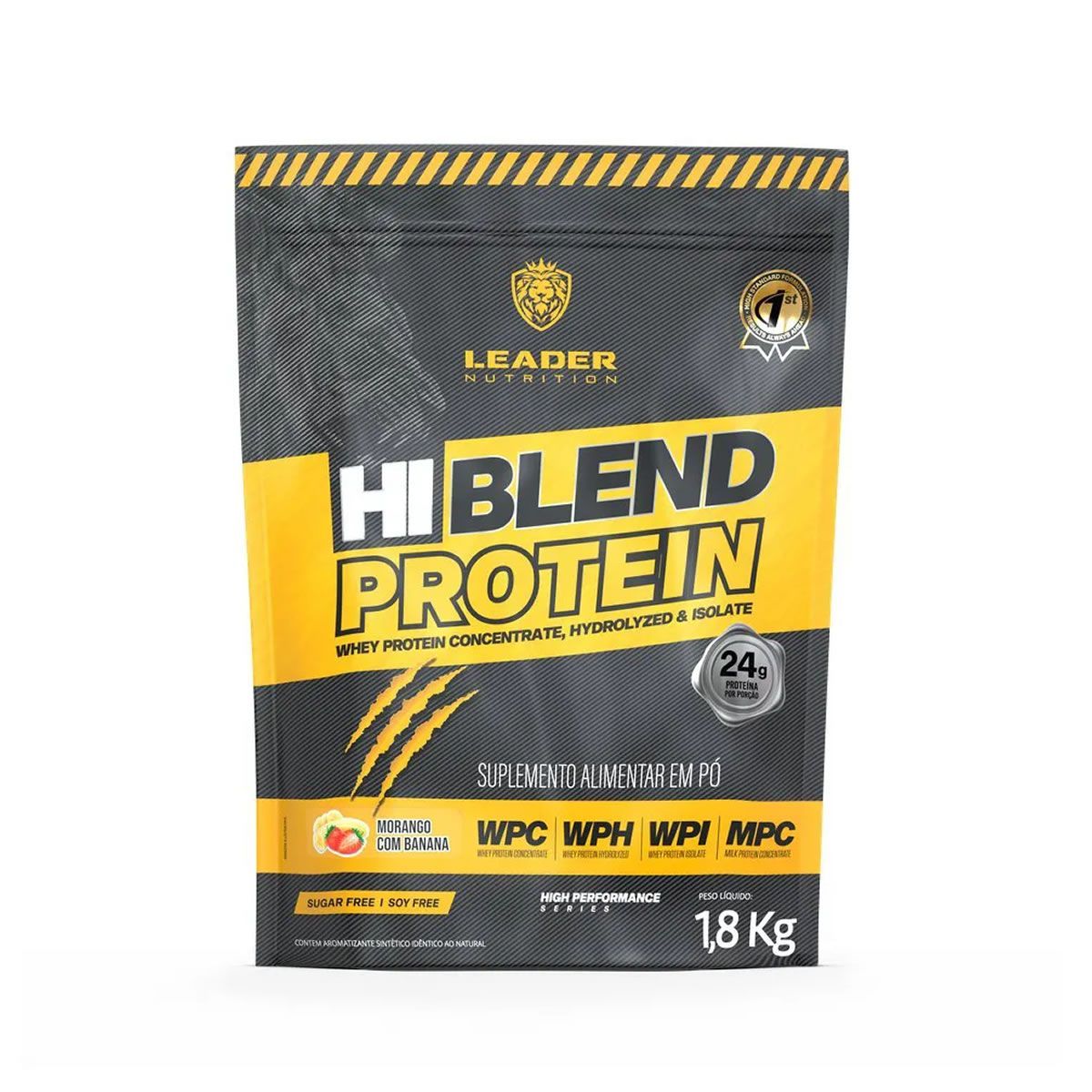 Hi-Blend Protein - Refil 1800g Morango Com Banana - Leader Nutrition