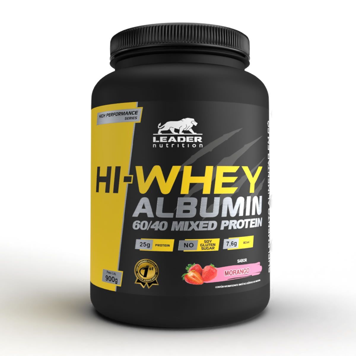 Hi-Whey Albumin 60/40 Mixed Protein - 900g Morango - Leader Nutrition