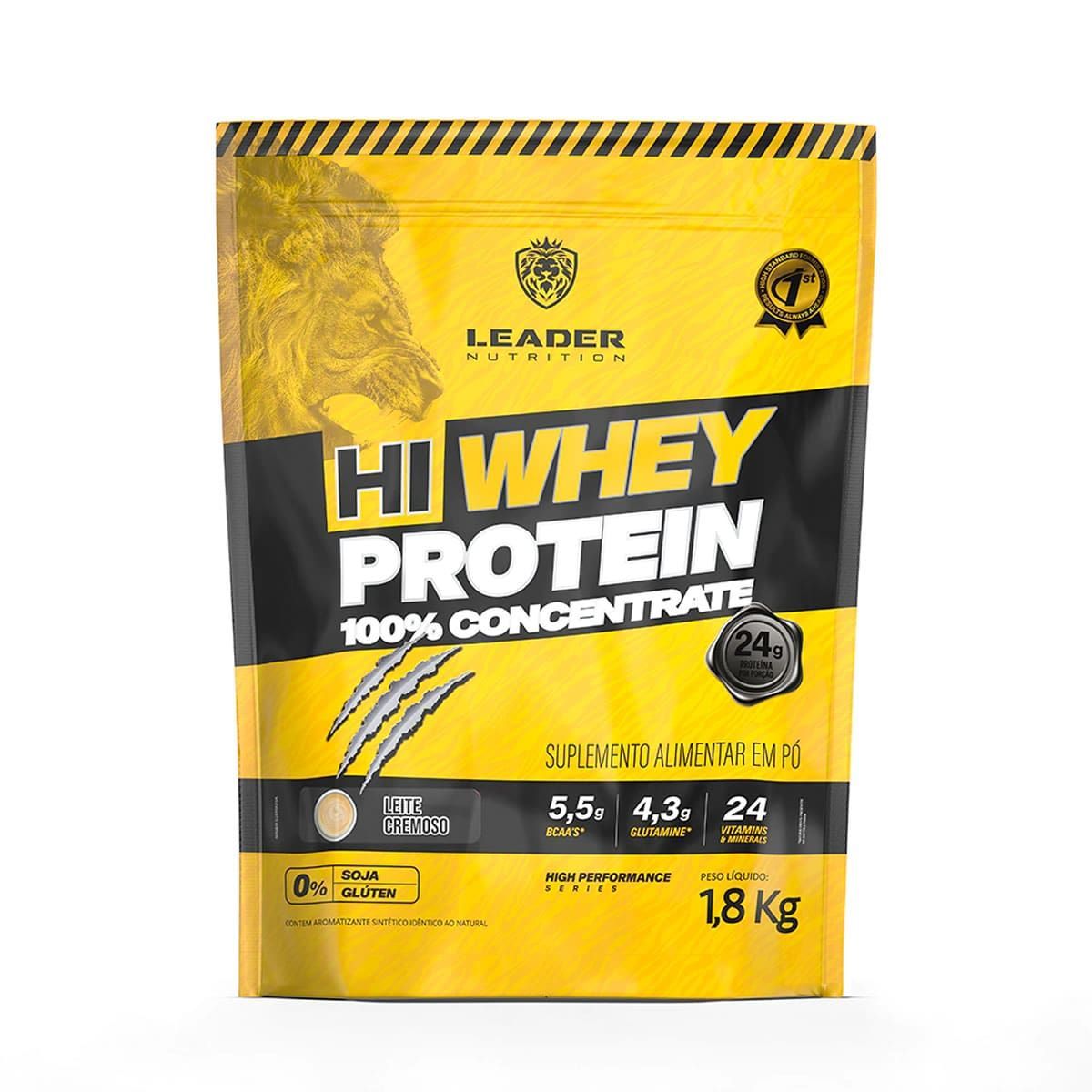 HI Whey Protein 100% Concentrate - 1800g Leite Cremoso - Leader Nutrition