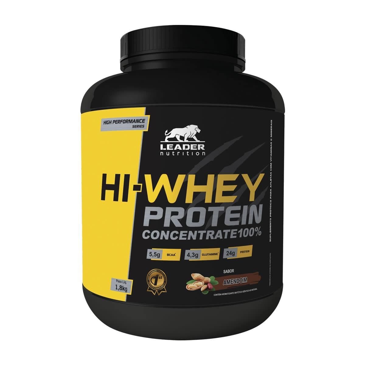 Hi-Whey Protein Concentrate 100% - 1800g Amendoim - Leader Nutrition