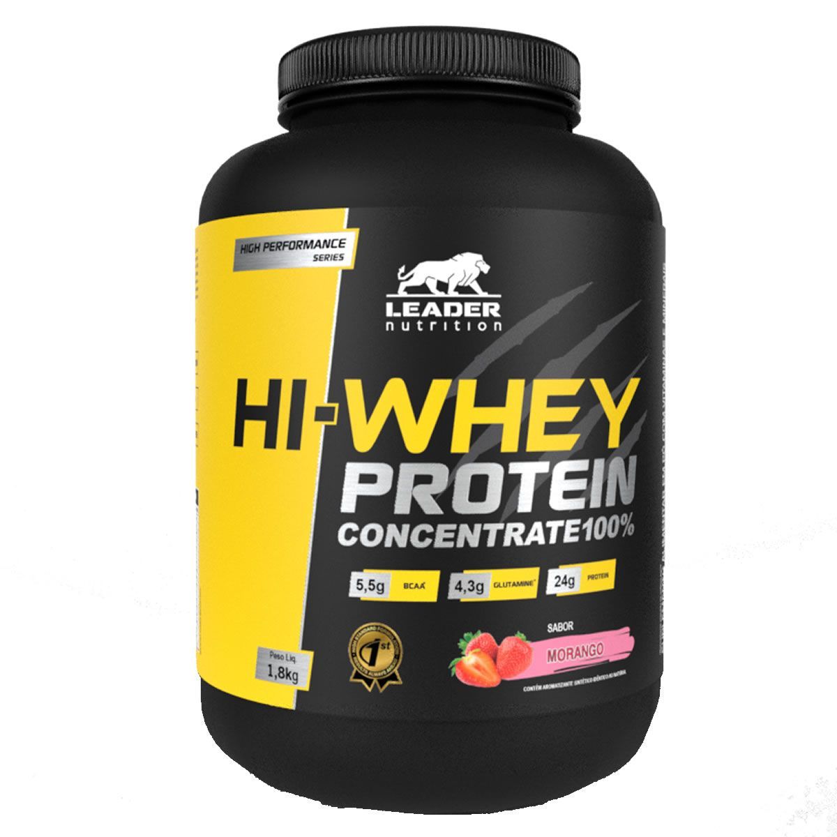 Hi-Whey Protein Concentrate 100% - 1800g Morango - Leader Nutrition