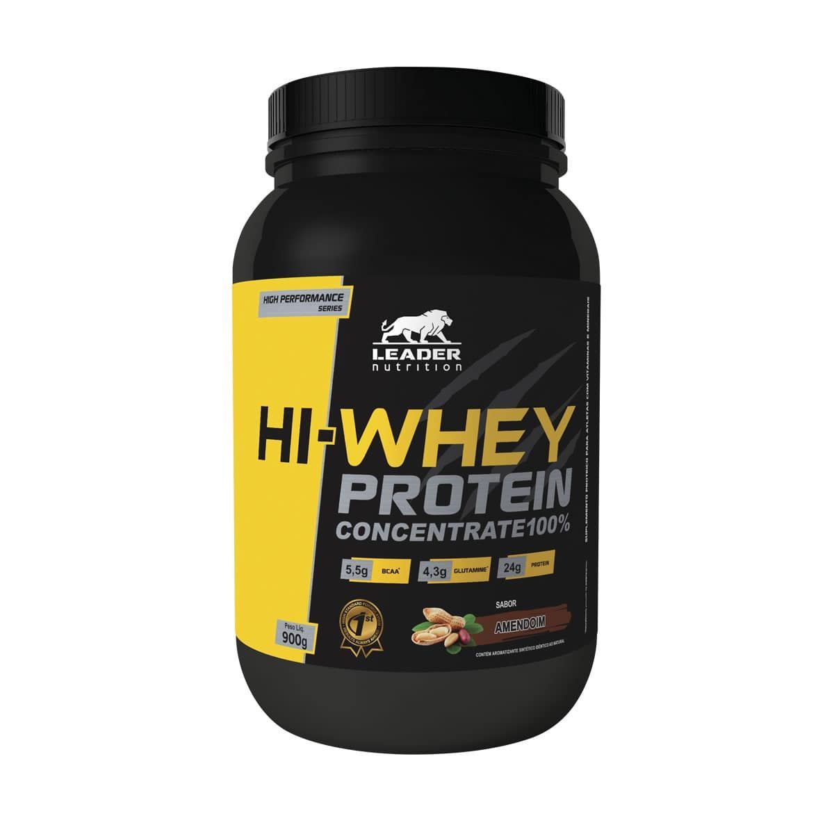 Hi-Whey Protein Concentrate 100% - 900g Amendoim - Leader Nutrition