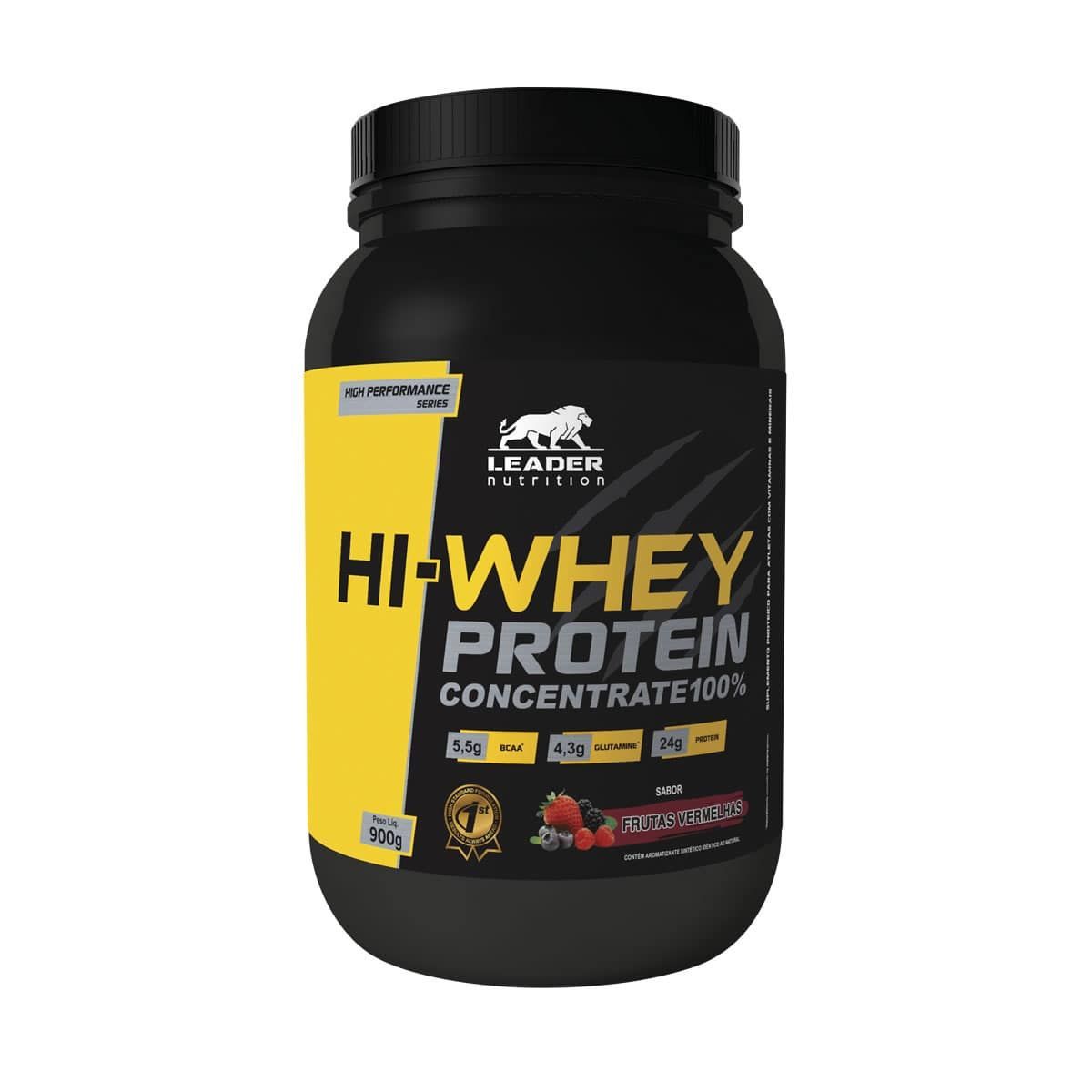 Hi-Whey Protein Concentrate 100% - 900g Frutas Vermelhas- Leader Nutrition