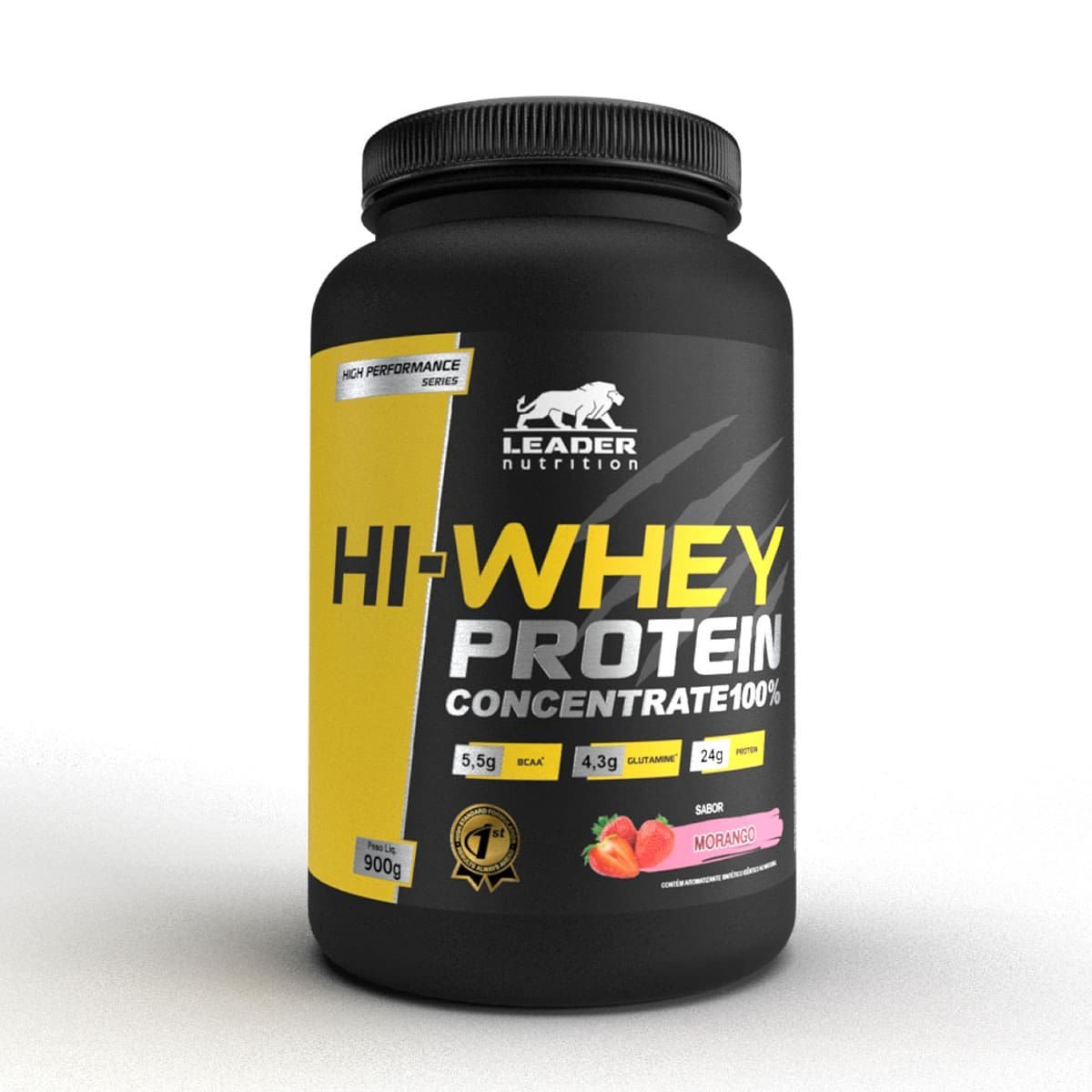 Hi-Whey Protein Concentrate 100% - 900g Morango - Leader Nutrition