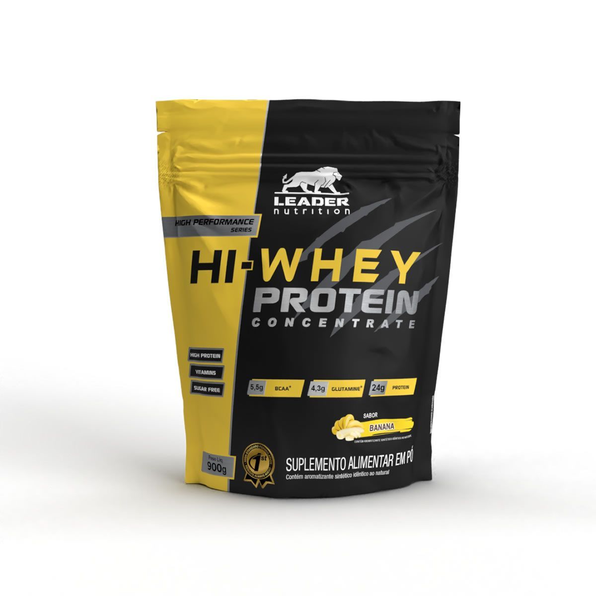Hi-Whey Protein Concentrate 100% - 900g Refil Banana - Leader Nutrition