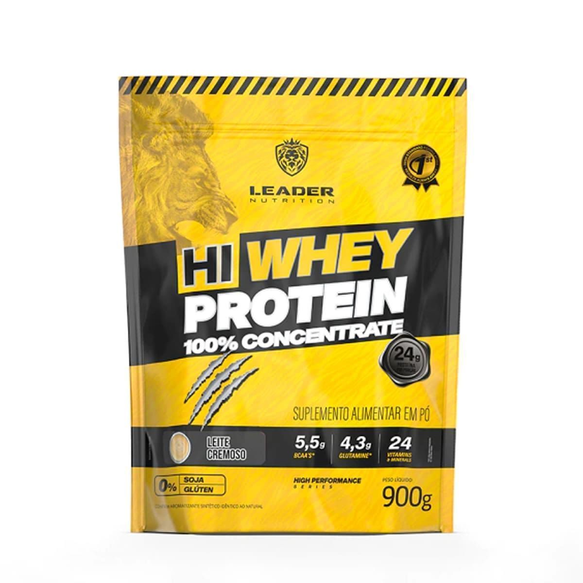 Hi-Whey Protein Concentrate 100% - 900g Refil Leite Cremoso - Leader Nutrition