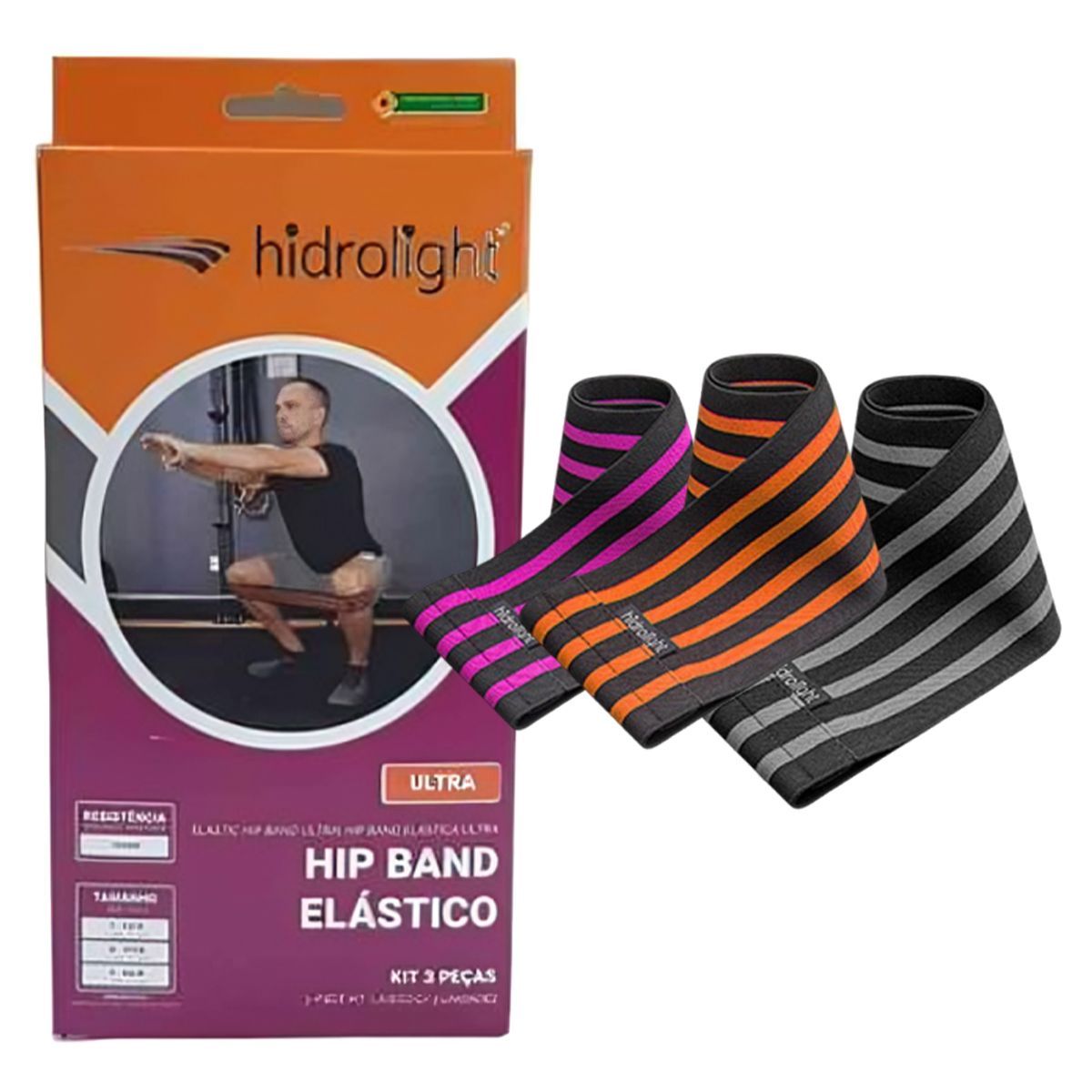 Hip Band El�stico Ultra - Kit 3 Pe�as - Hidrolight