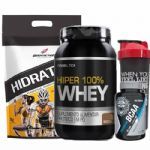 Hiper 100% Whey 900g Baunilha + Hidraton 1000g Lim�o + Predator BCAA 60 C�psulas + Coqueteleira 600ml - OtimaNutri