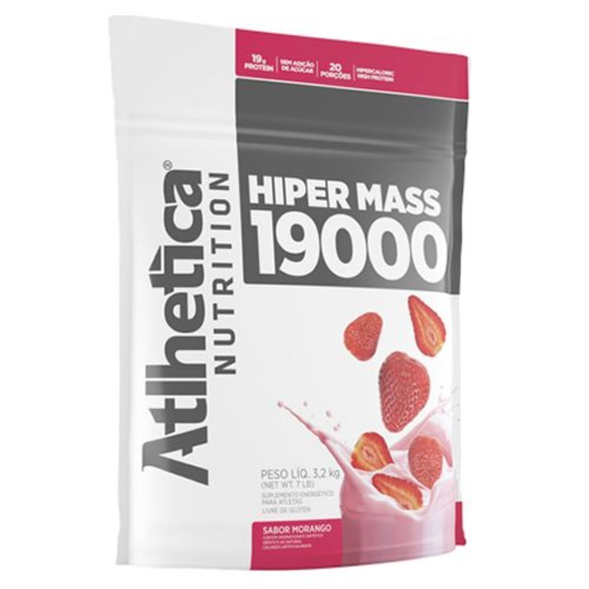 Hiper Mass 19000 Refil - 3200g Morango - Atlhetica Nutrition