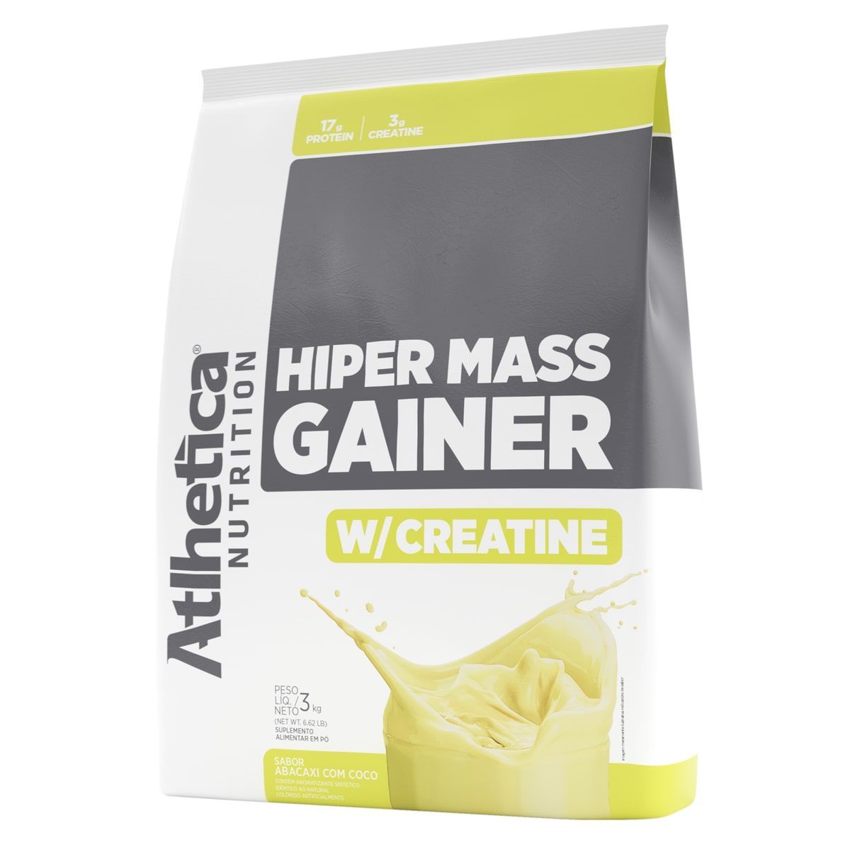 Hiper Mass Gainer - 3.000g Abacaxi com Coco - Atlhetica Nutrition*** EMBALAGEM AVARIADA ***Data Venc. 30/11/2022