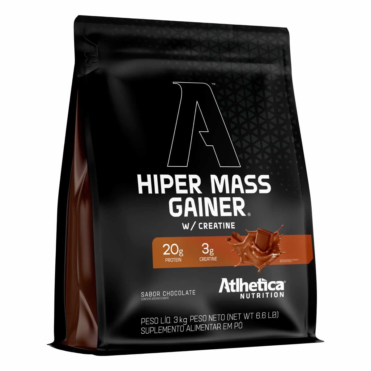 Hiper Mass Gainer W/Creatine - 3000g Refil Chocolate - Atlhetica Nutrition