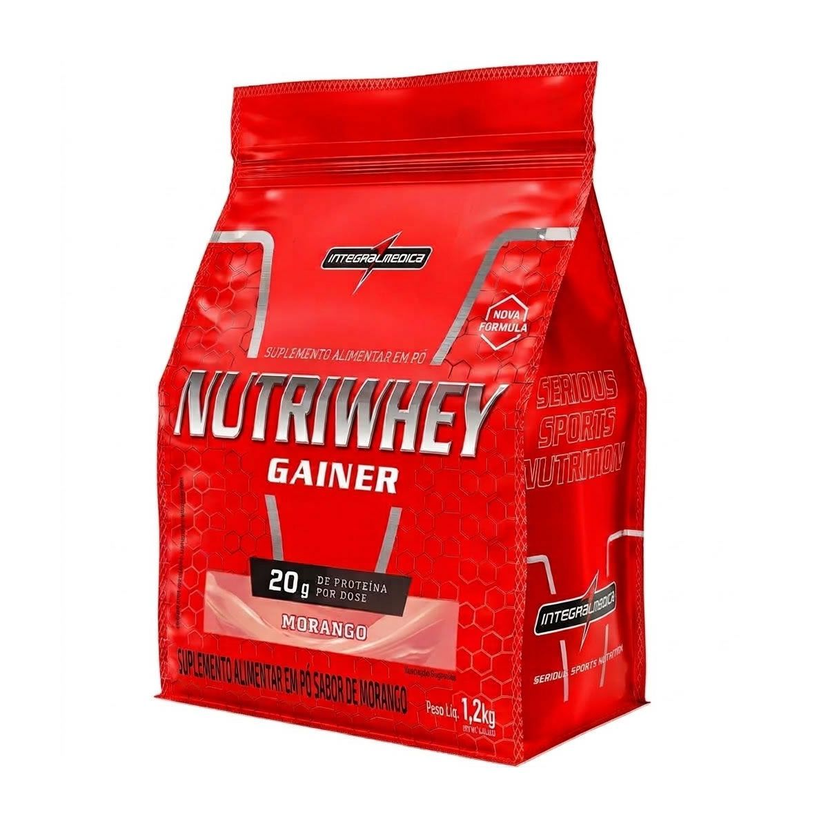 Hipercal�rico NutriWhey Gainer - Refil 1200g Morango - Integral M�dica