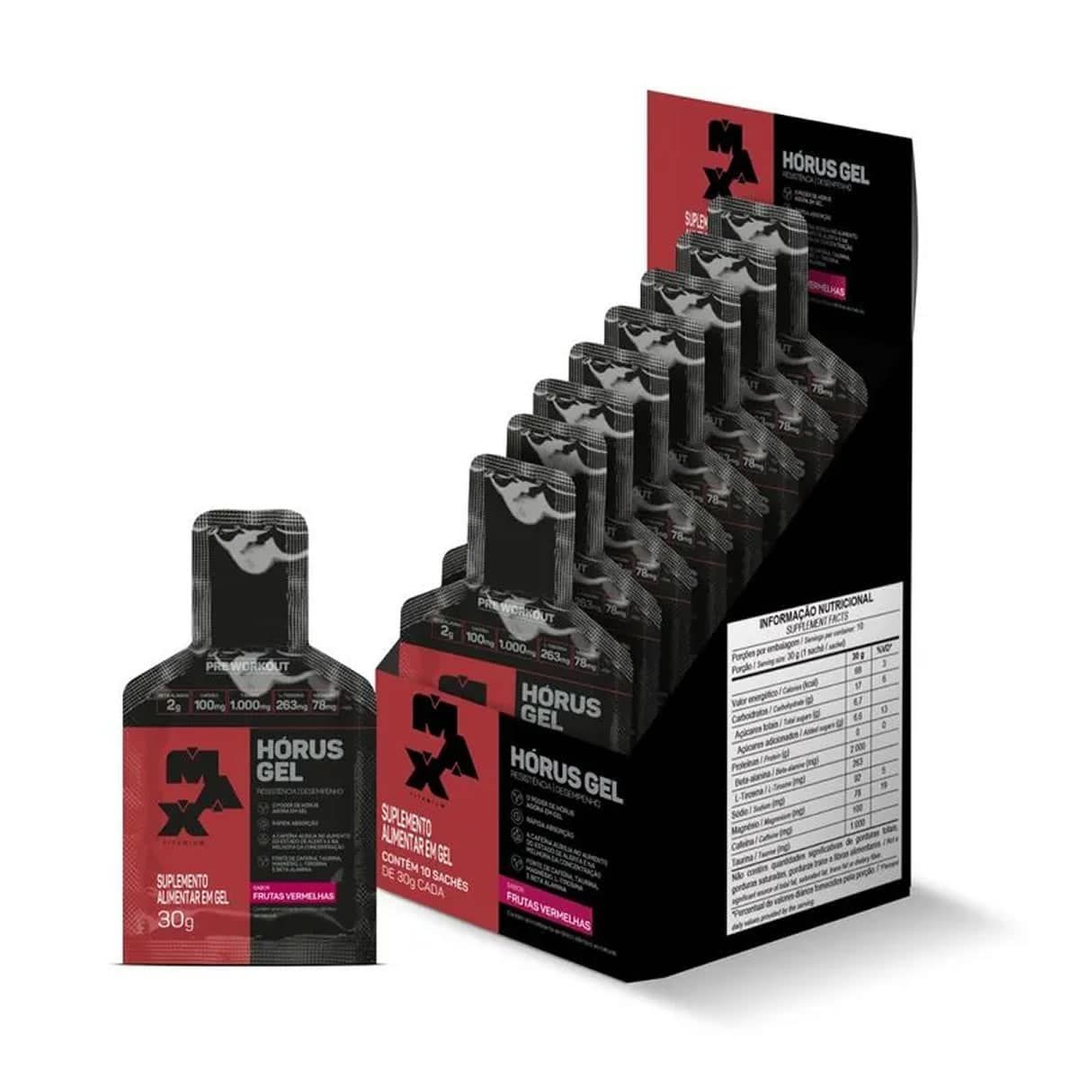 H�rus Gel - 10 Sach�s 30g Frutas Vermelhas - Max Titanium