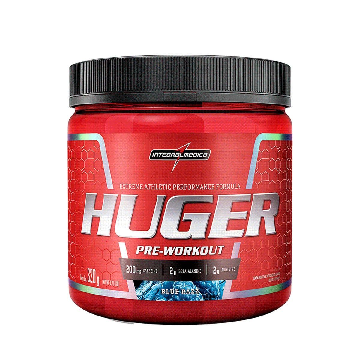 Huger Pr�-Workout - 320g Blue Razz - IntegralM�dica*** Data Venc. 30/6/2023
