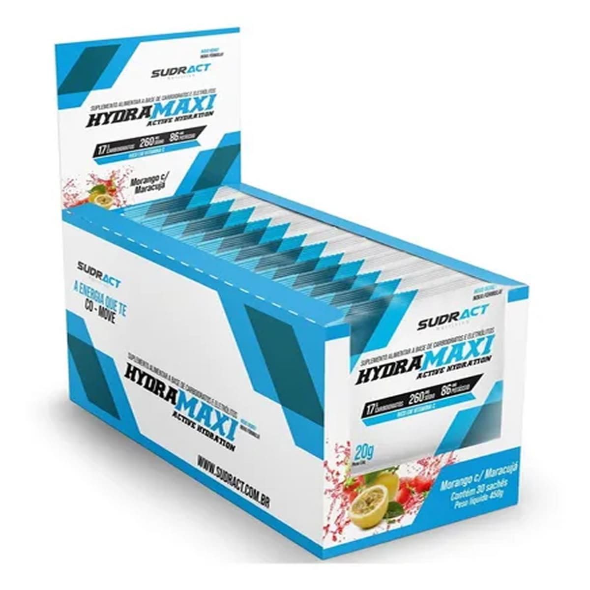 Hydramaxi Isot�nico em P� - 25 Sach�s 20g Morango com Maracuj� - Sudract Nutrition*** Data Venc. 27/4/23