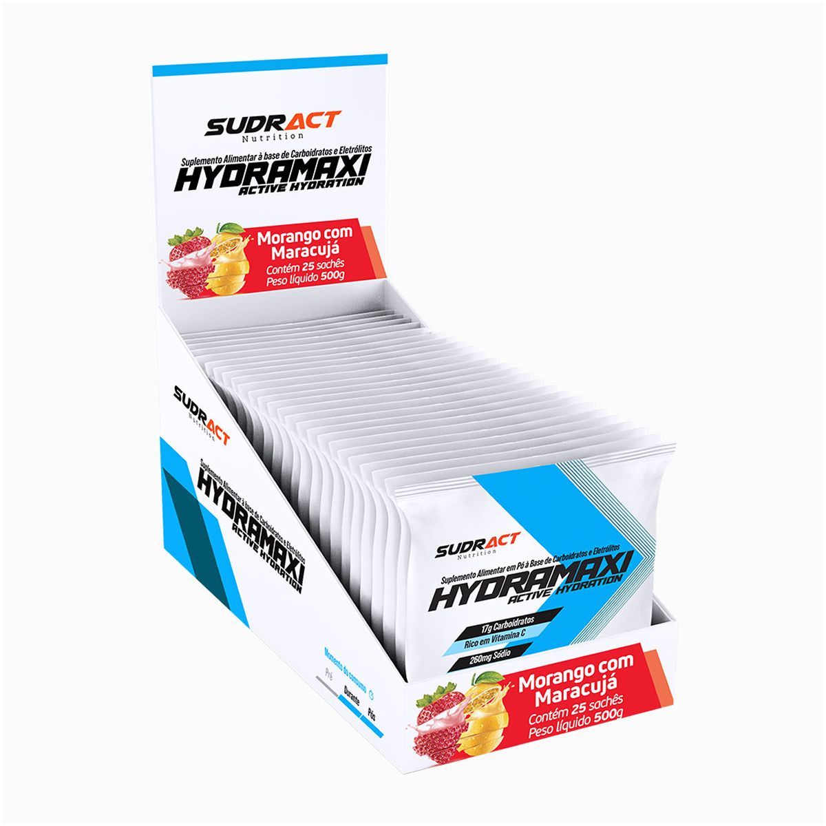 Hydramaxi Isot�nico em P� - 25 Sach�s 20g Morango com Maracuj� - Sudract Nutrition