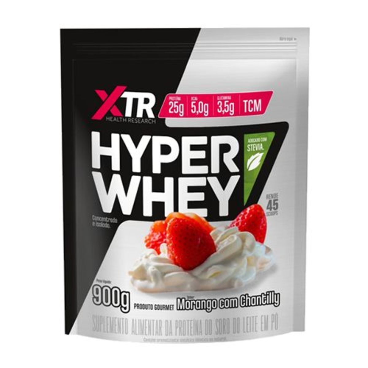 Hyper Whey Com Stevia - 900g Refil Morango com Chantilly - XTR*** Data Venc. 30/06/2021