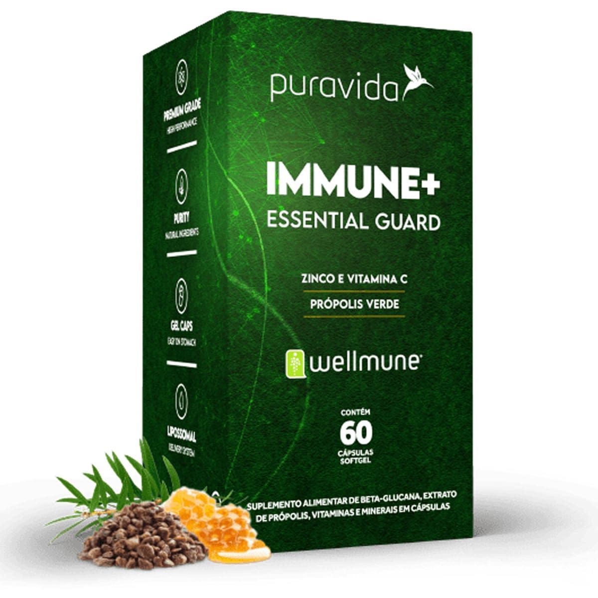 Immune+ Essencial Guard - 60 C�psulas - Puravida*** Data Venc. 30/11/2025