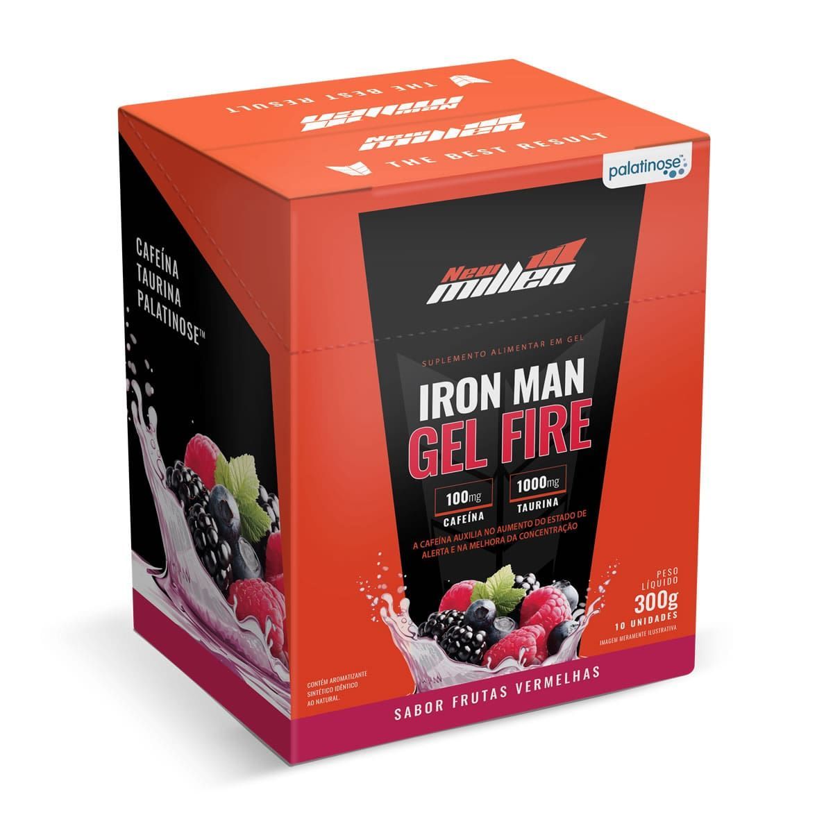 Iron Man Gel Fire - 10 Sach�s 30g Frutas Vermelhas - New Millen