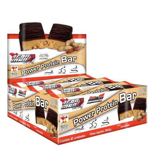 Iron Man Power Protein Bar - Cx Com 12 Unidades Amendoim - New Millen