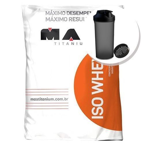 Iso Whey - 1800g Refil Chocolate + Coqueteleira 600ml Preta - Max Titanium