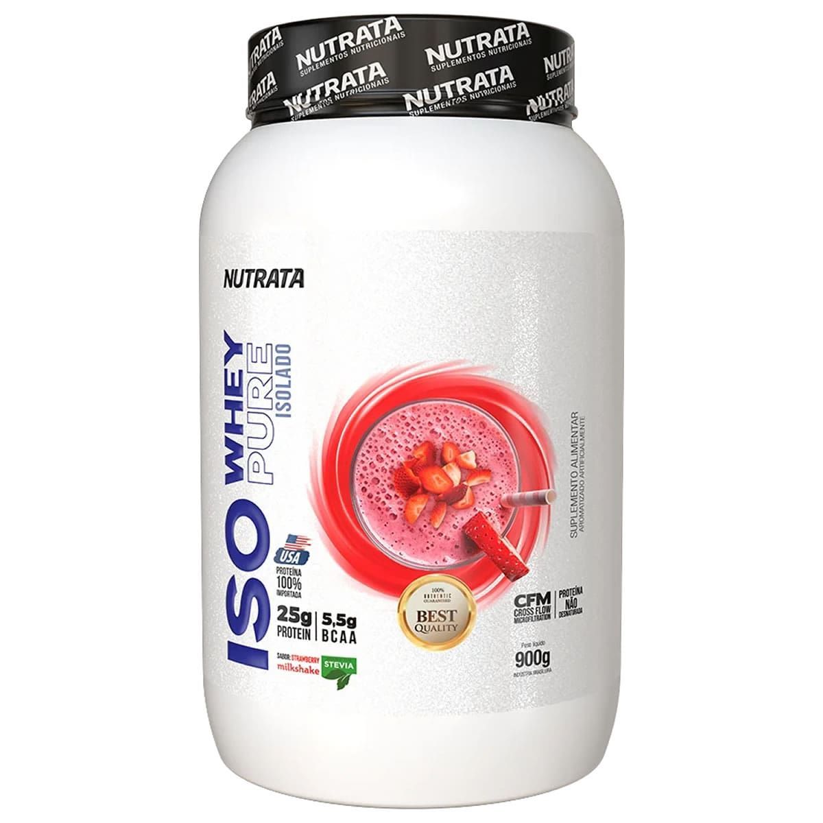 Iso Whey Pure - 900g Milshake de Morango - Nutrata