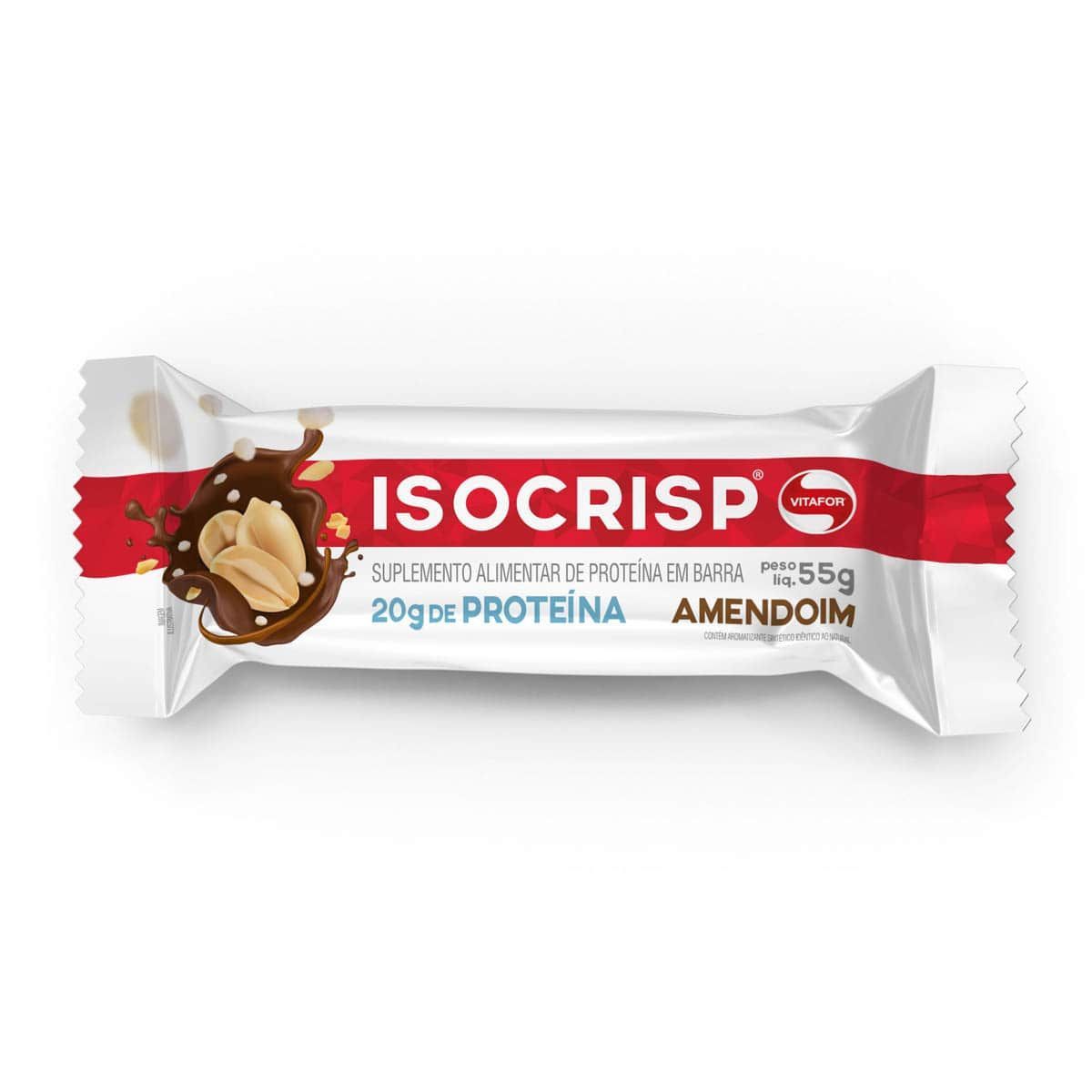 Isocrisp Whey Bar - 1 unidade 55g Amendoim - Vitafor*** Data Venc. 15/02/2021