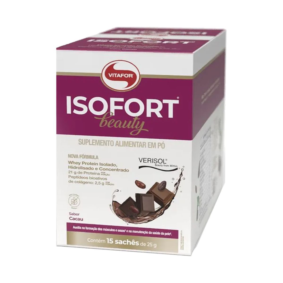 Isofort Beauty - 15 Sach�s 25g Cacau - Vitafor