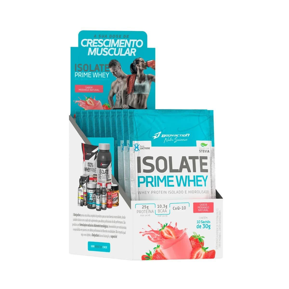 Isolate Prime Whey  - 10 Sach�s 30g Morango Natural - BodyAction