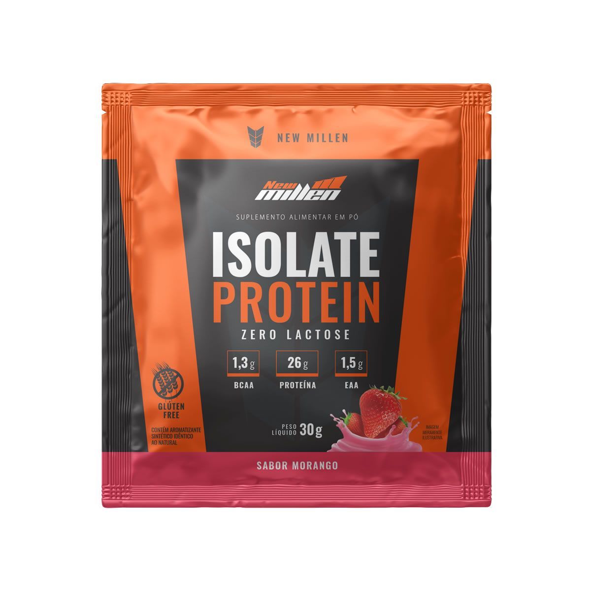 Isolate Protein Zero Lactose - 1 Sach� de 30g Morango - New Millen