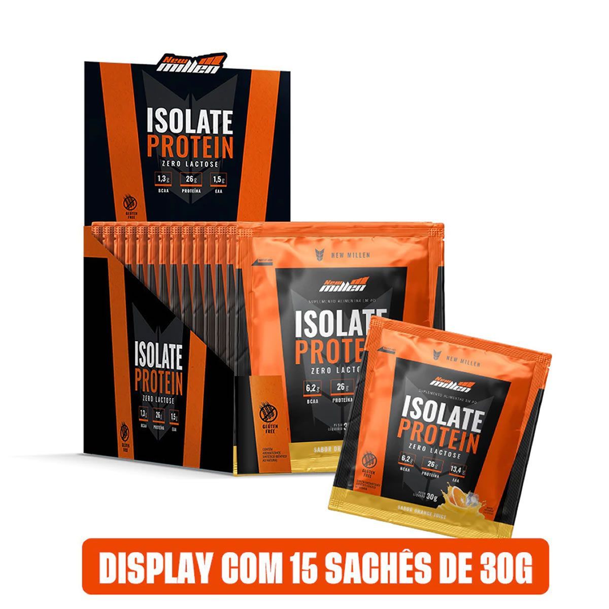 Isolate Protein Zero Lactose - 15 Sach�s 30g Orange Juice - New Millen