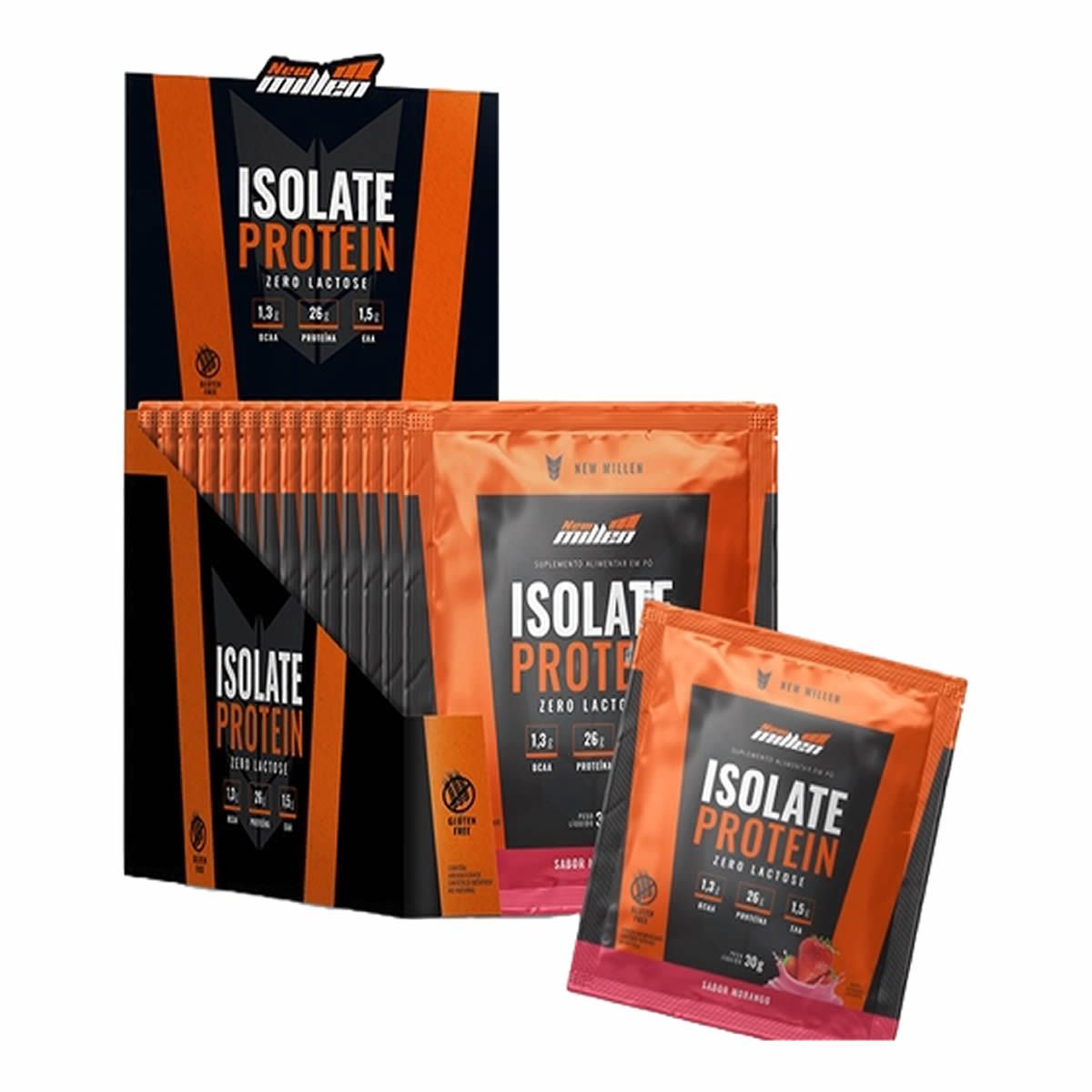Isolate Protein Zero Lactose - 15 Sach�s de 30g Morango - New Millen