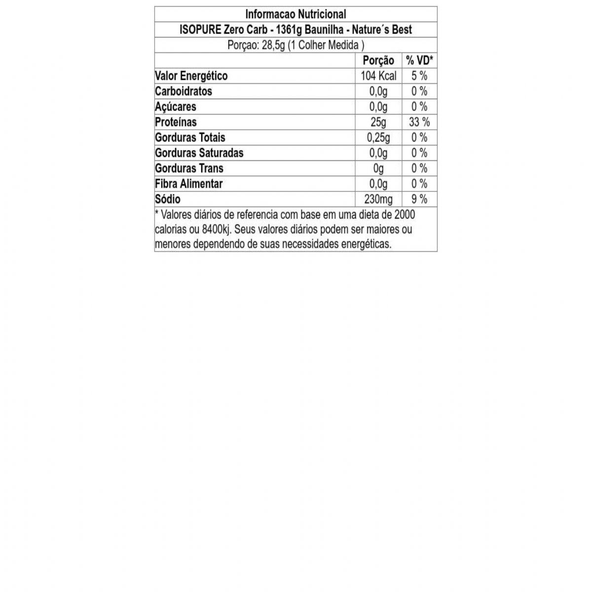 ISOPURE Zero Carb - 1361g Baunilha - Nature�s Best