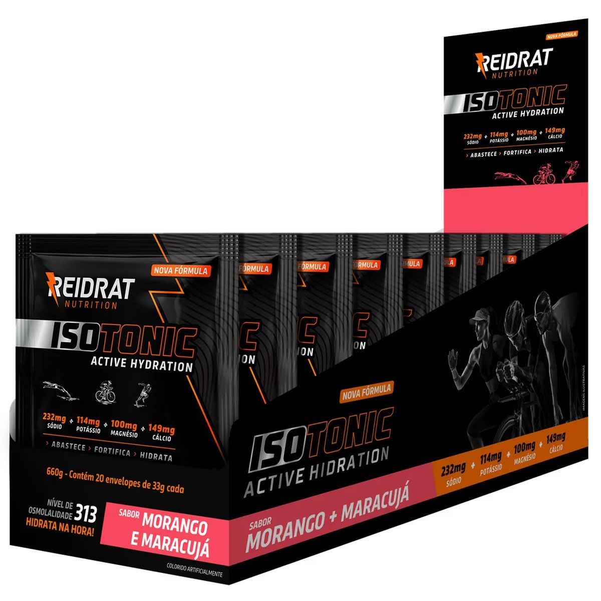 Isotonic Active Hydration - 20 Sach�s de 33g Morango e Maracuj� - Reidrat