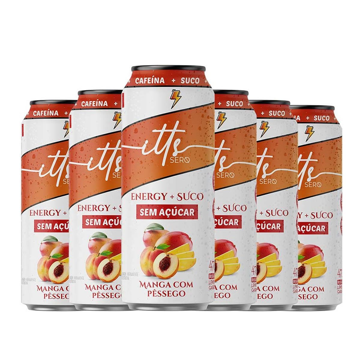 Itts Energy + Suco Sem A�ucar - 6 Latas 473ml Manga Com P�ssego - Itts Sero