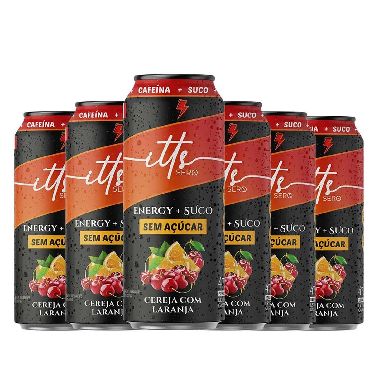 Itts Energy + Suco Sem A�ucar - 6 Latas 473ml Cereja Com Laranja - Itts Sero