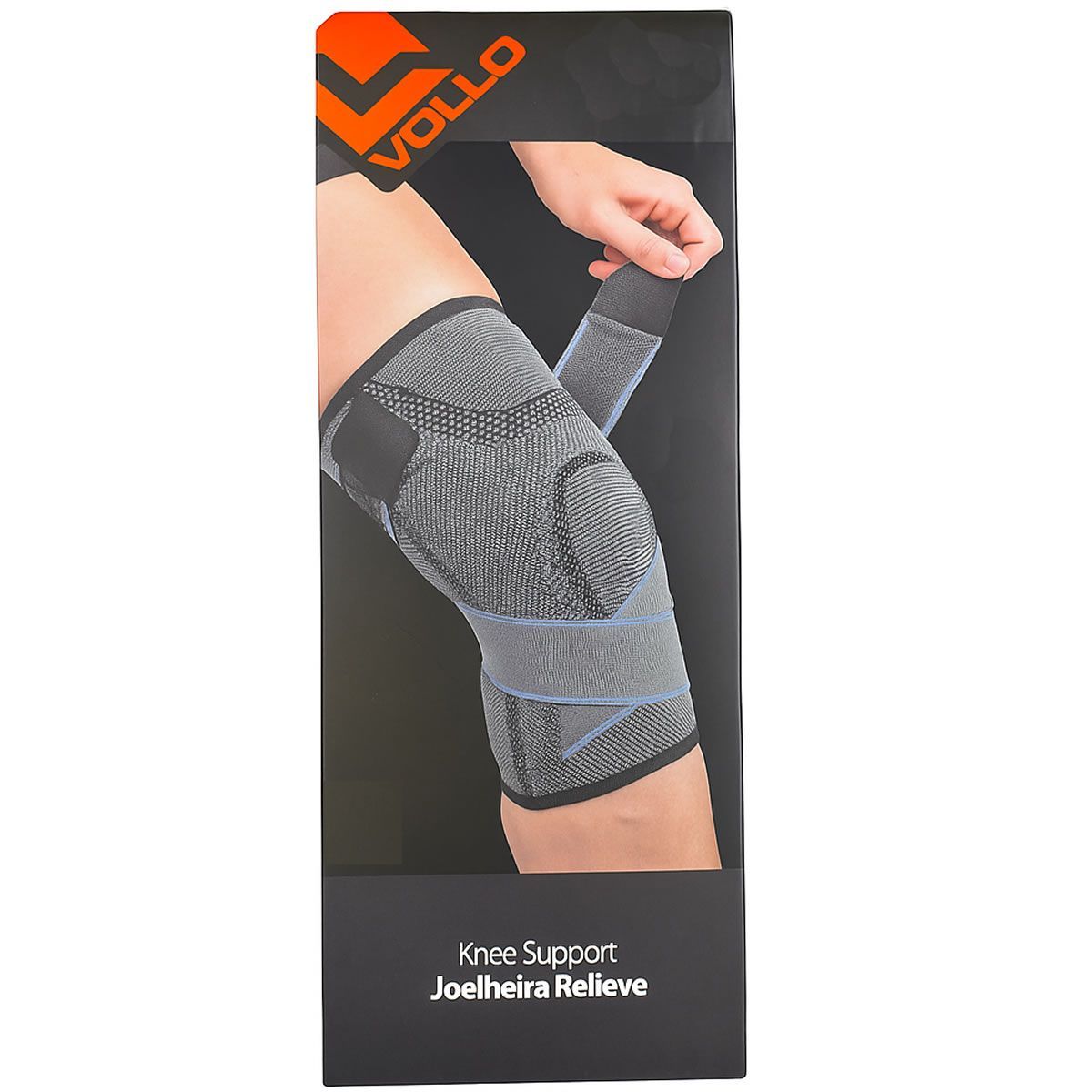Joelheira Compress�o Articulada Relieve Almofadas em Gel - Tamanho G-GG Cinza  - Vollo