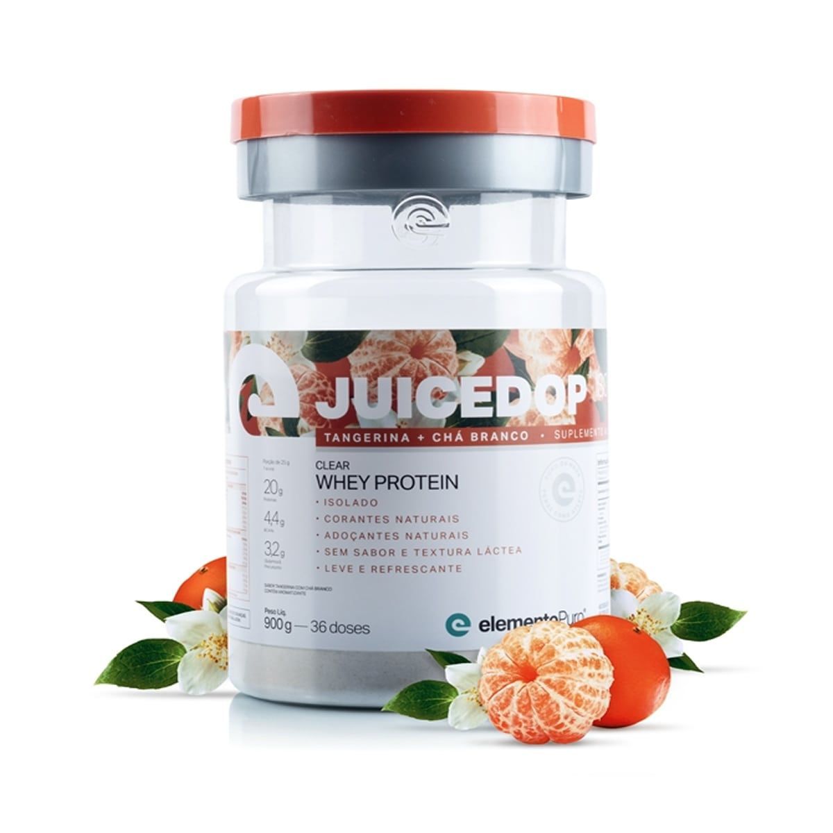 JuiceDop Iso Clear Whey Protein - 900g Tangerina Com Ch� Branco - ElementoPuro