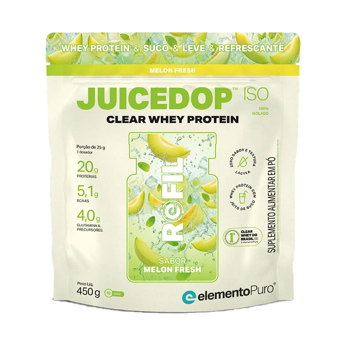 JuiceDop Iso - Refil 450g Melon Fresh - ElementoPuro