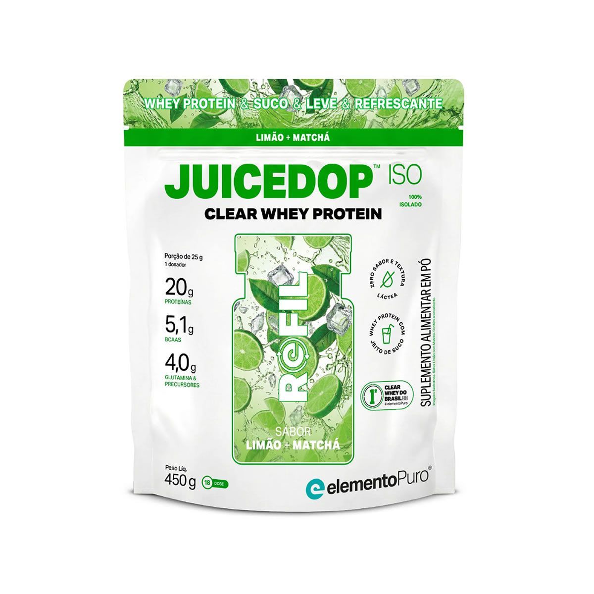 JuiceDop Iso - Refil 450g Lim�o Com Matcha - ElementoPuro